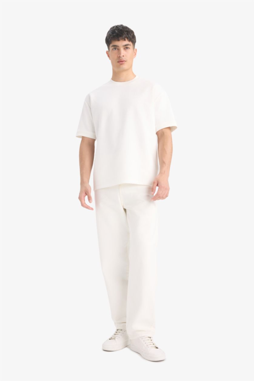 رجالي أبيض Oversize Fit Short Sleeve T-Shirt