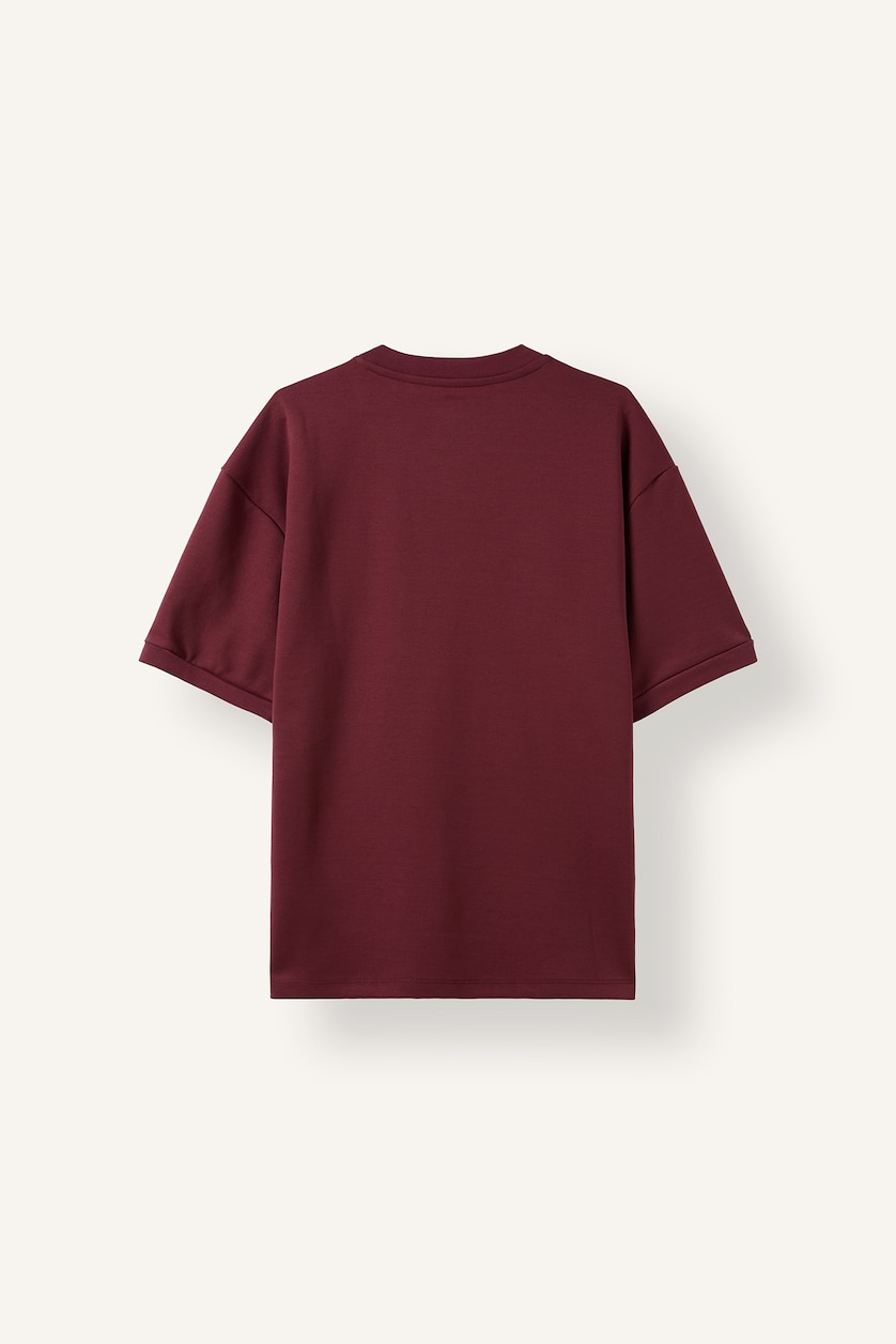 رجال خمري بياقة مستديرة اوفر سايز تيشيرت نص ردن