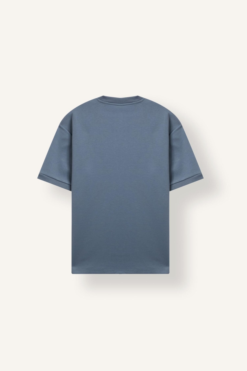 Men Light Indigo Crew Neck Oversize Fit Short Sleeve T-Shirt