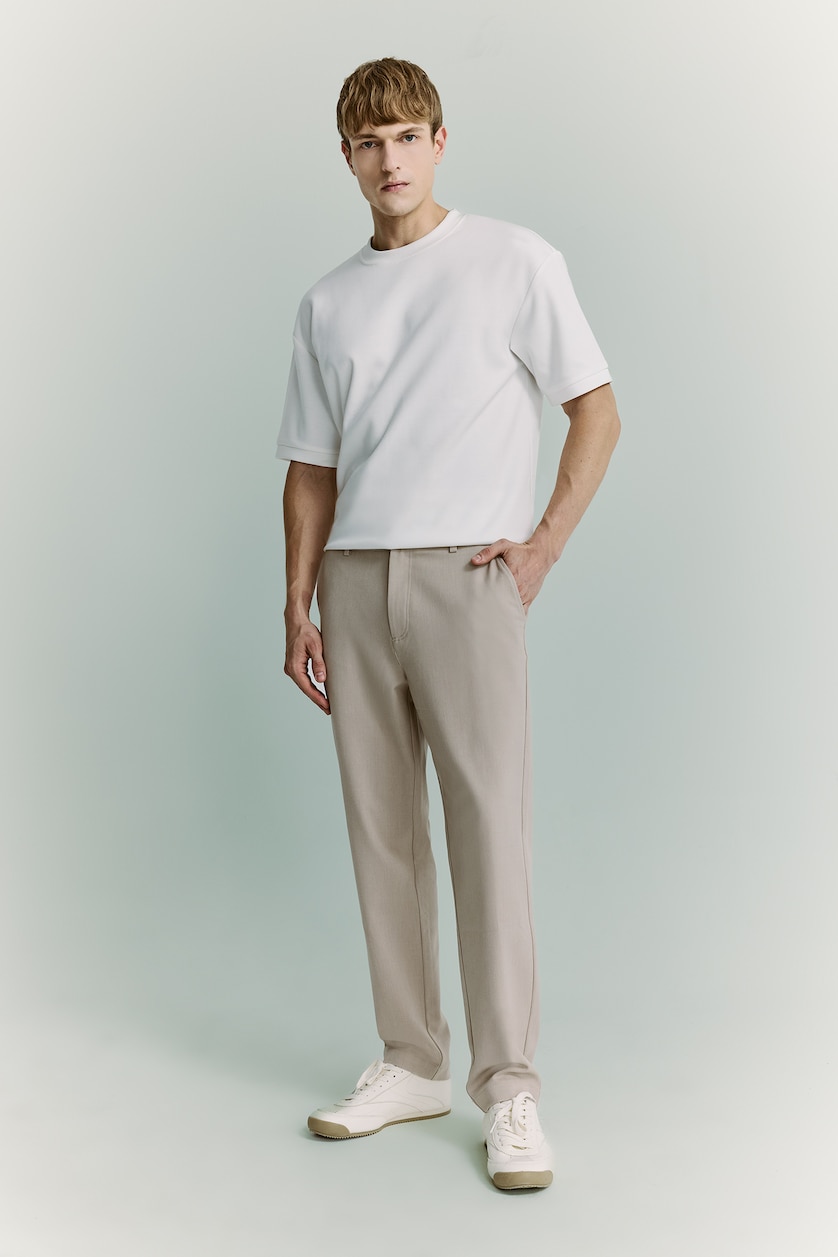 Erkek Beyaz Kırışmaz Oversize Basic Tişört
