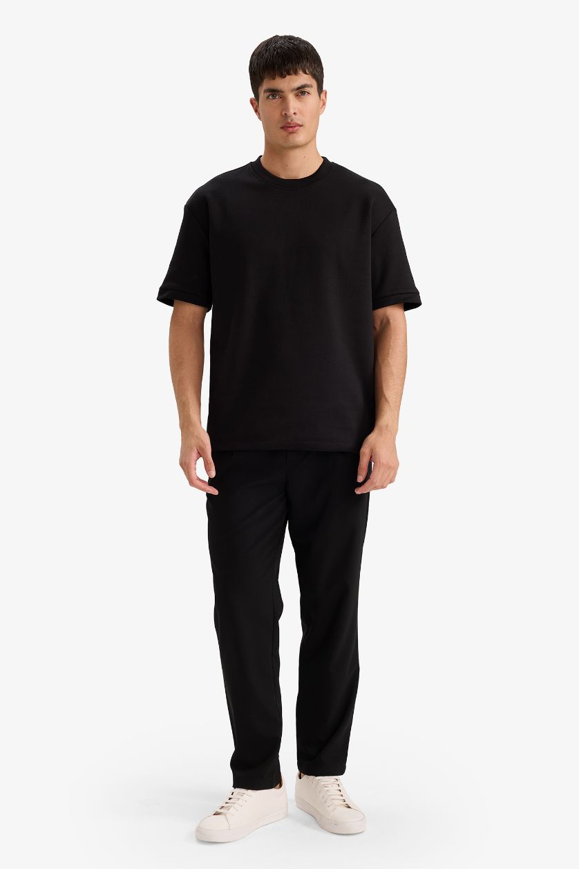 رجالي أسود تيشيرت اوفر سايز