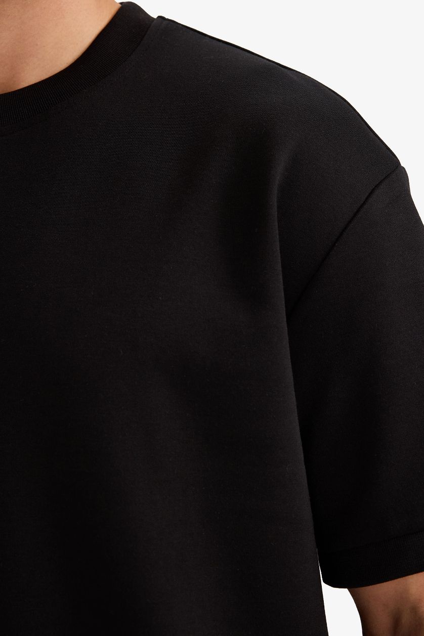 رجالي أسود تيشيرت اوفر سايز