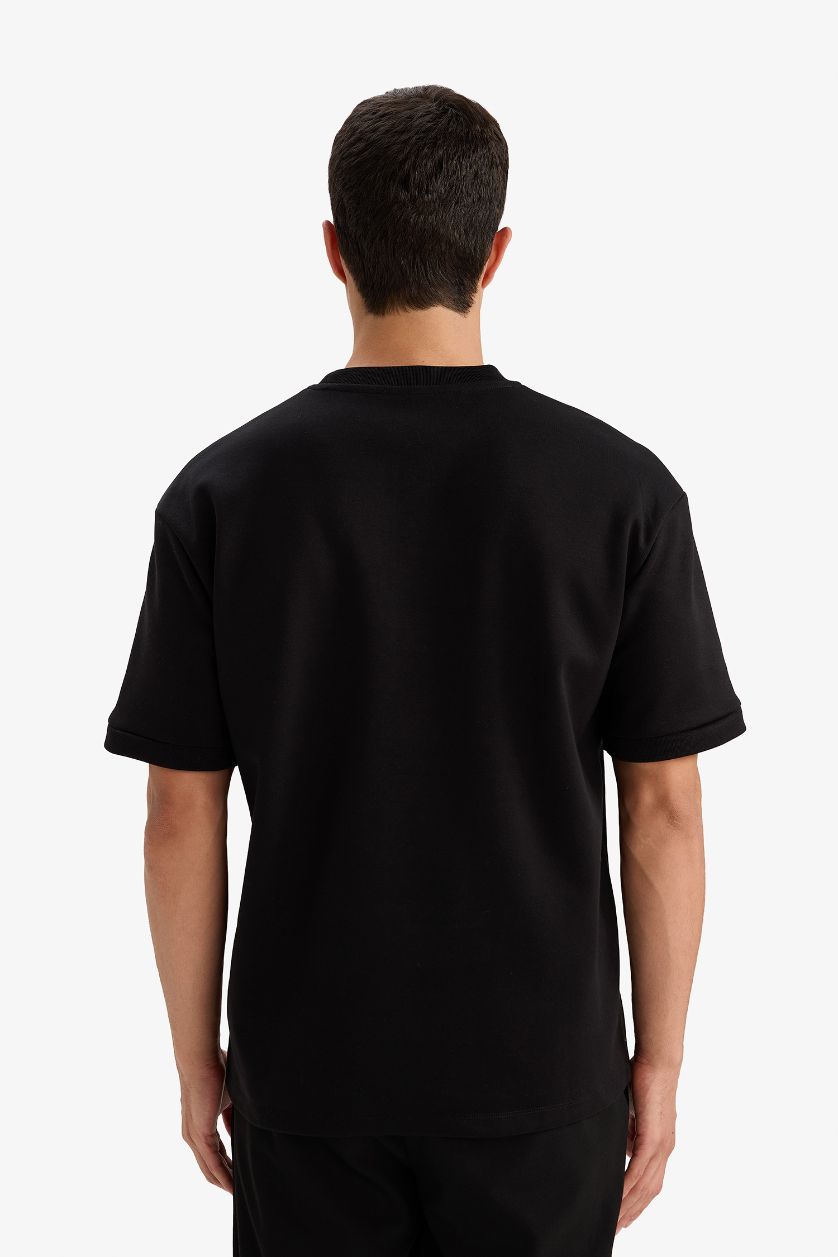 رجالي أسود تيشيرت اوفر سايز