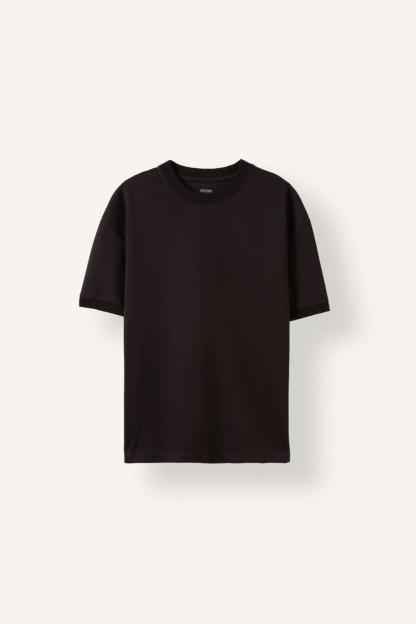 Man Brown Oversize Crew Neck Short Sleeve T-Shirt