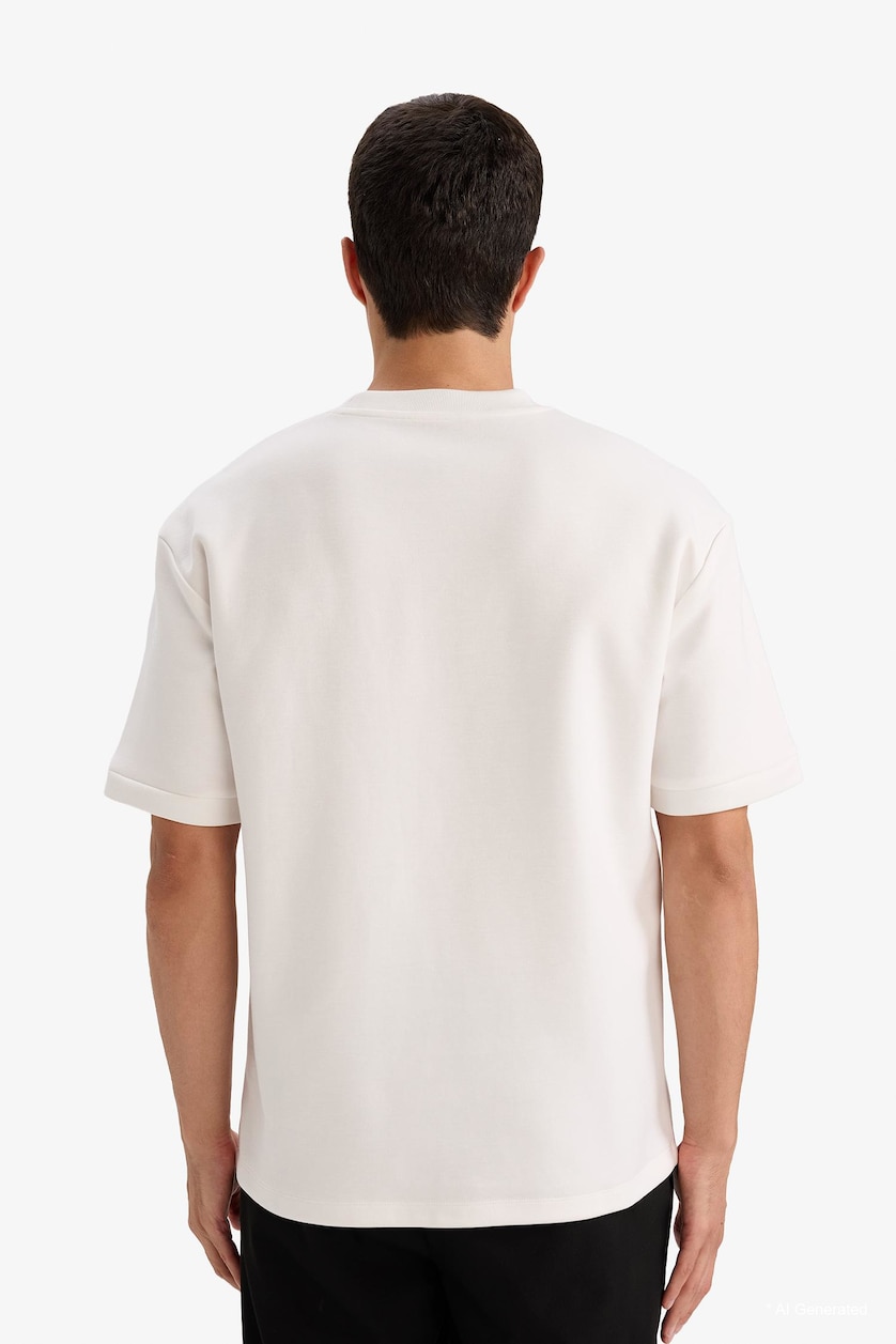 Erkek Beyaz Kırışmaz Oversize Basic Tişört