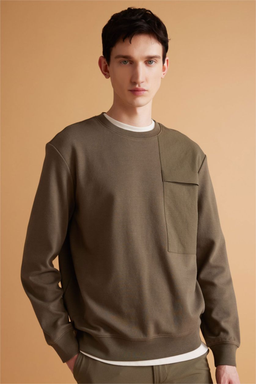 رجال كاكي داكن Regular Fit Sweatshirt