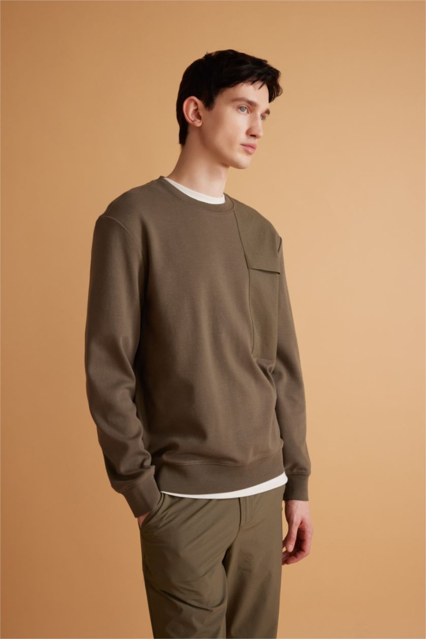 رجال كاكي داكن Regular Fit Sweatshirt