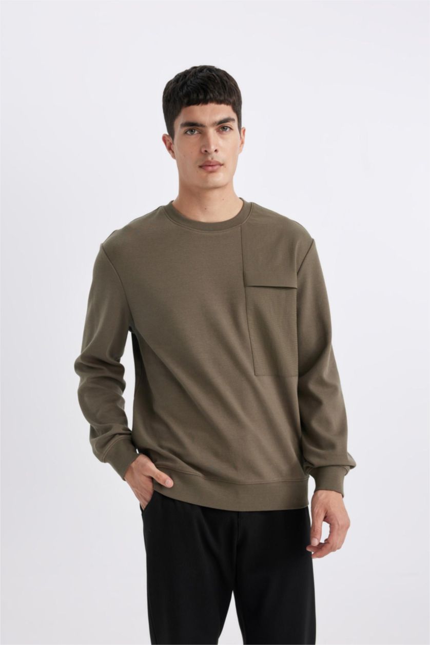 رجال كاكي داكن Regular Fit Sweatshirt