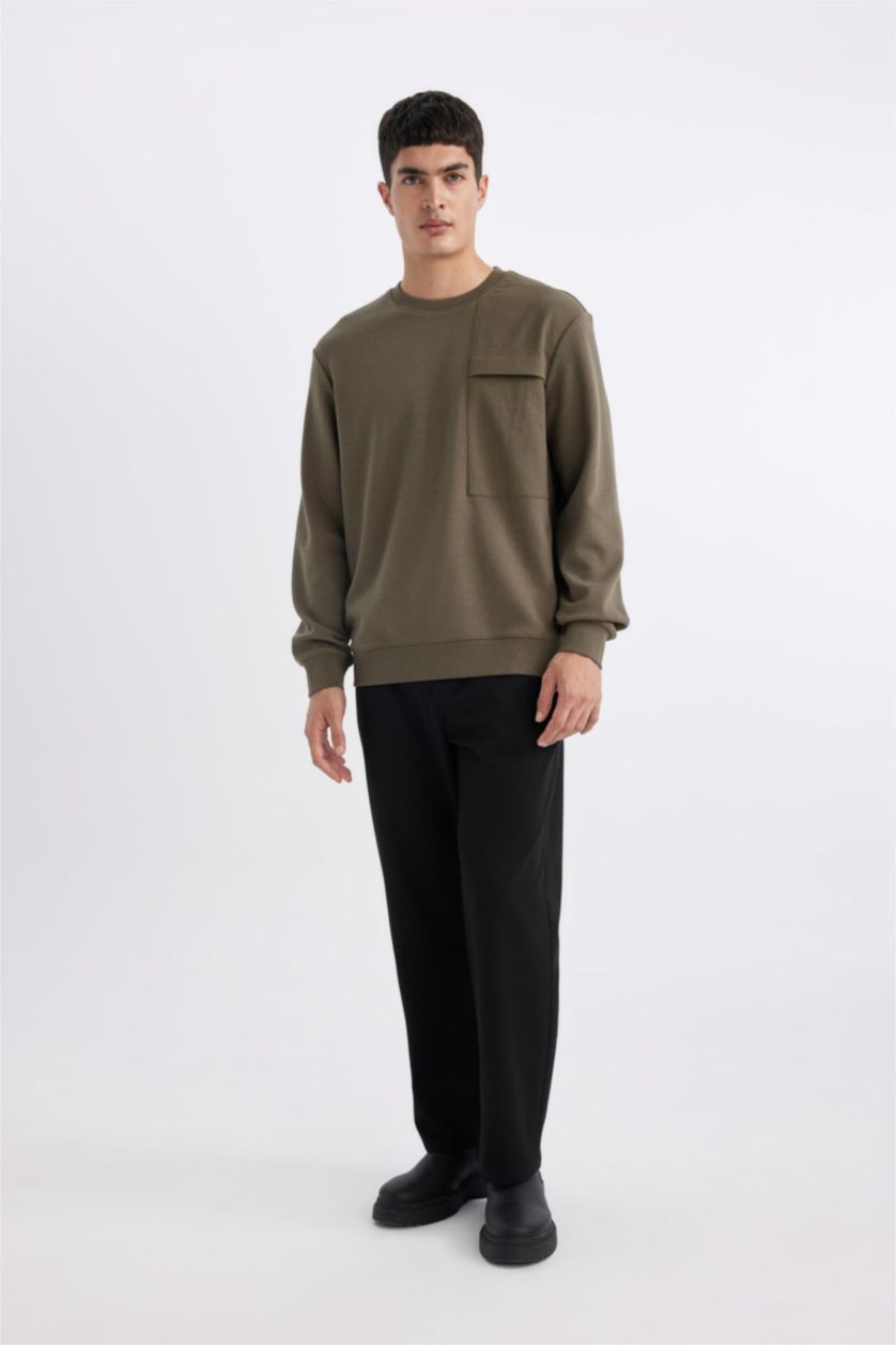 رجال كاكي داكن Regular Fit Sweatshirt