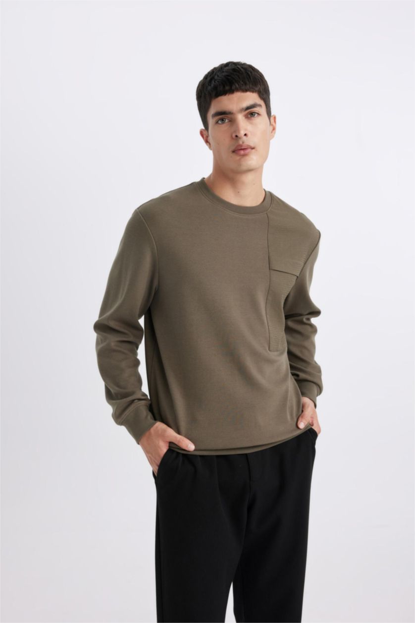 رجال كاكي داكن Regular Fit Sweatshirt