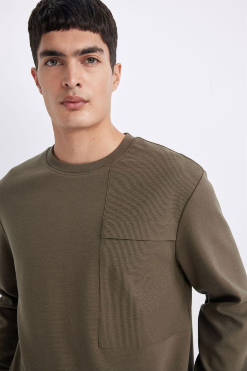 رجال كاكي داكن Regular Fit Sweatshirt