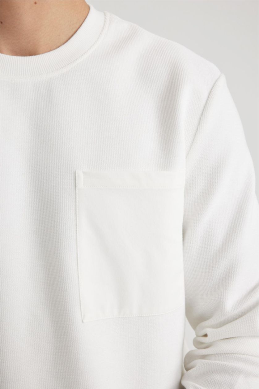 رجال اوف وايت سويت شيرت محكم قصة عادية بياخة مستديرة