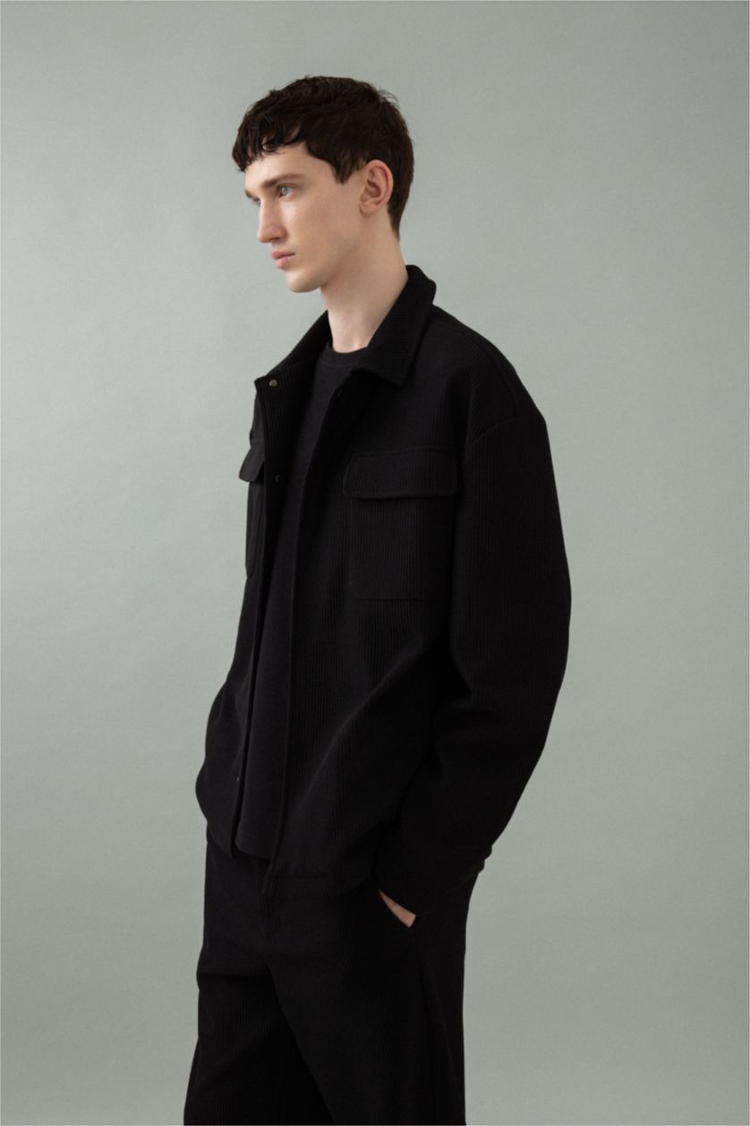 MAN Black Button up Puffer Jacket