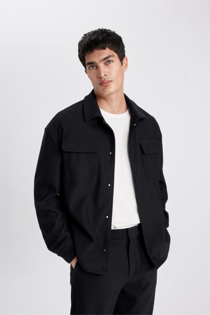 MAN Black Button up Puffer Jacket