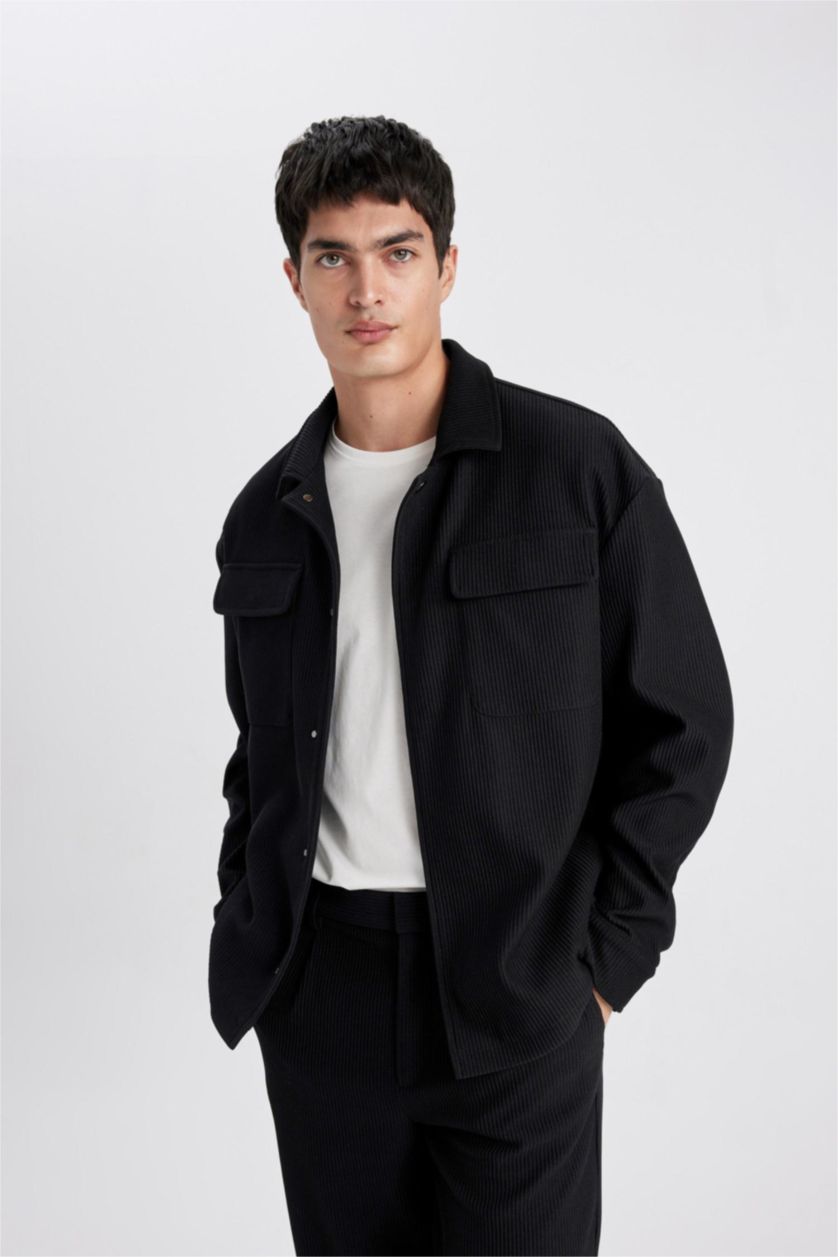 MAN Black Button up Puffer Jacket