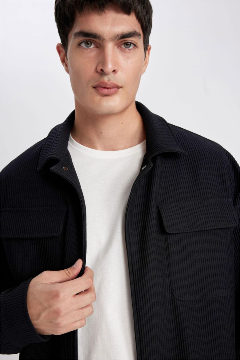 MAN Black Button up Puffer Jacket