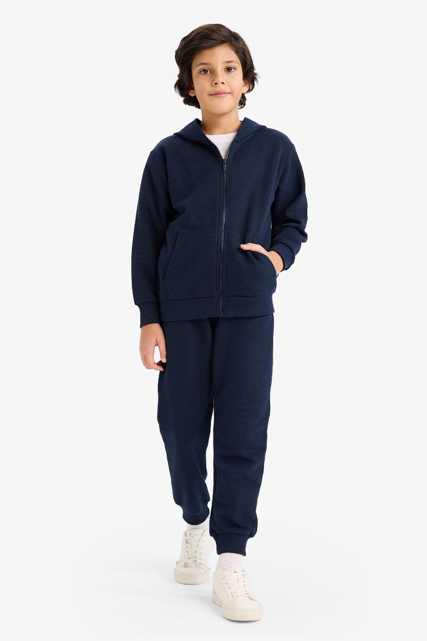 Boys & Teens NAVY Boy Regular Fit Pique Zip-Up Hoodie