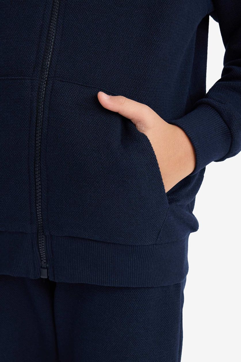 Boys & Teens NAVY Boy Regular Fit Pique Zip-Up Hoodie