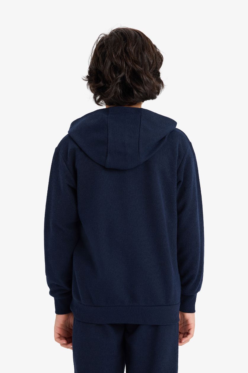 Boys & Teens NAVY Boy Regular Fit Pique Zip-Up Hoodie