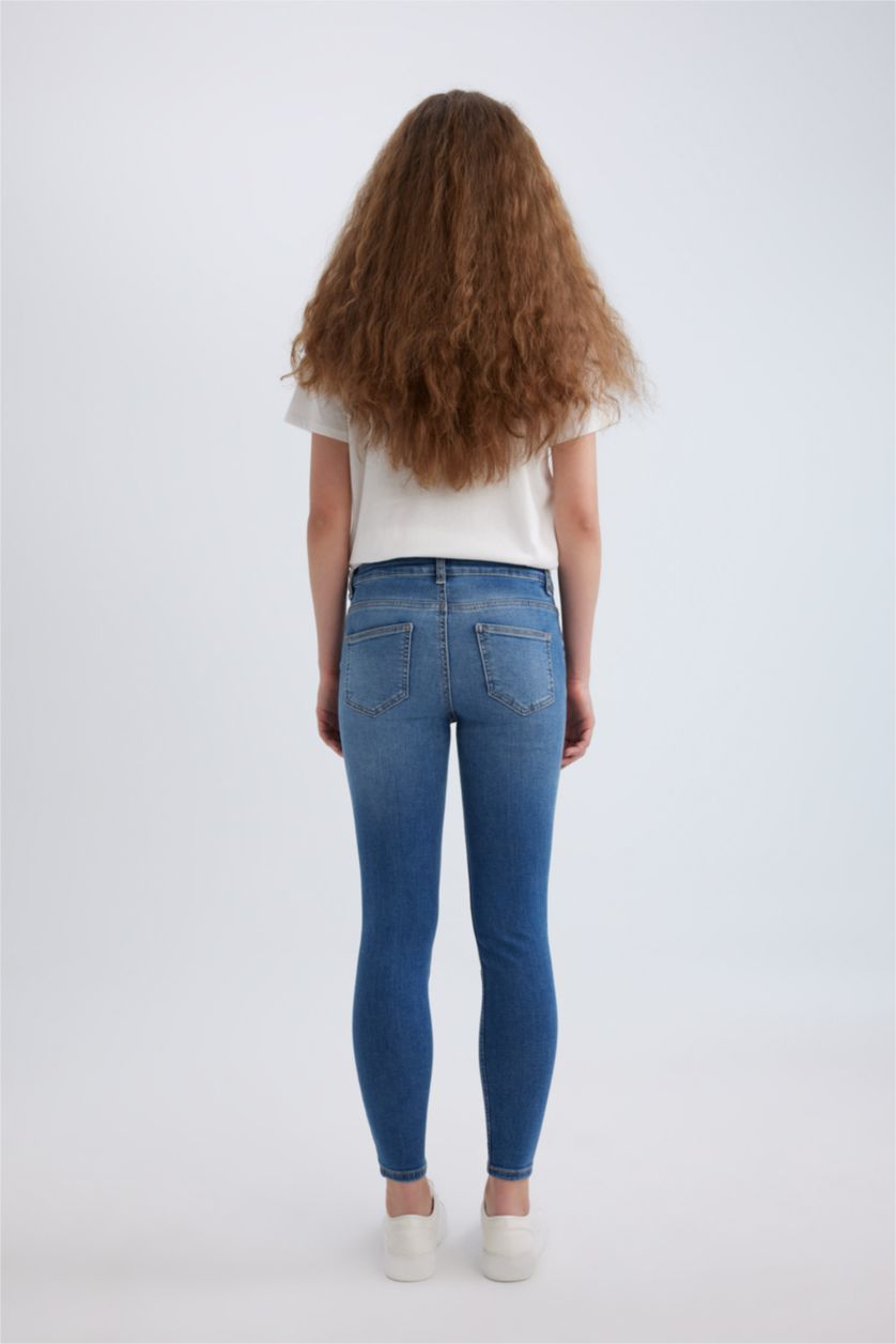 نساء أزرق بنطرون جينز سكيني فيت بخصر عادي