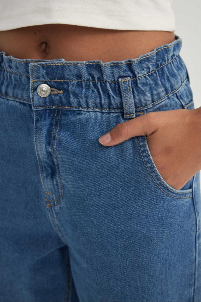 نساء أزرق بنطرون جينز بيبرباج بخصر عالي