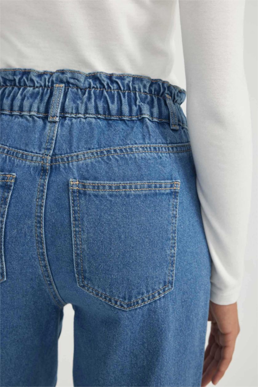 نساء أزرق بنطرون جينز بيبرباج بخصر عالي