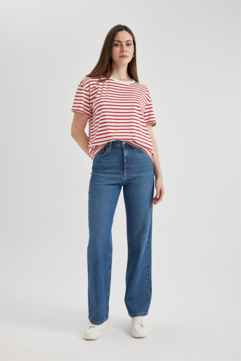 FEMME Bleu Foncé High Waist Trousers