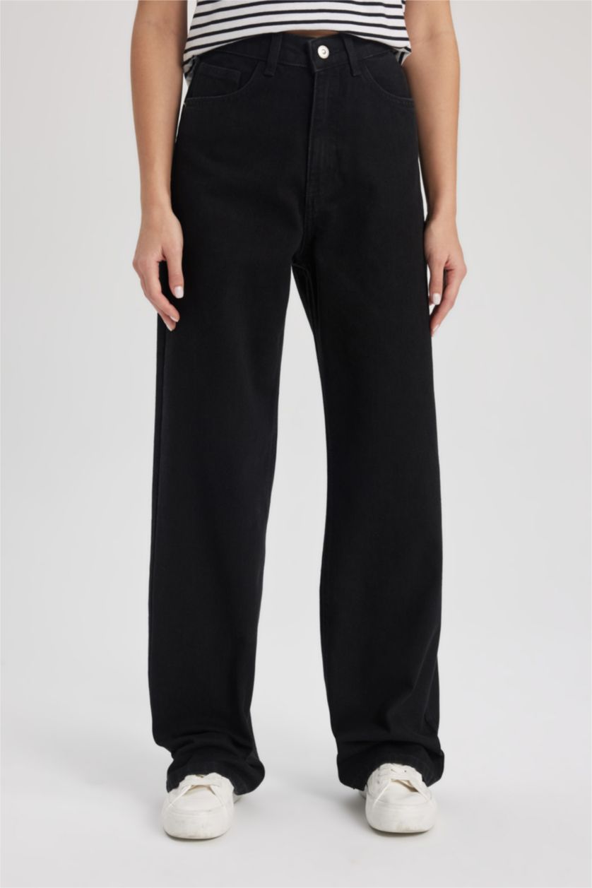 WOMAN Black Wide Leg High Waist Long Jeans