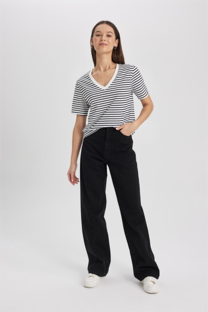 WOMAN Black Wide Leg High Waist Long Jeans