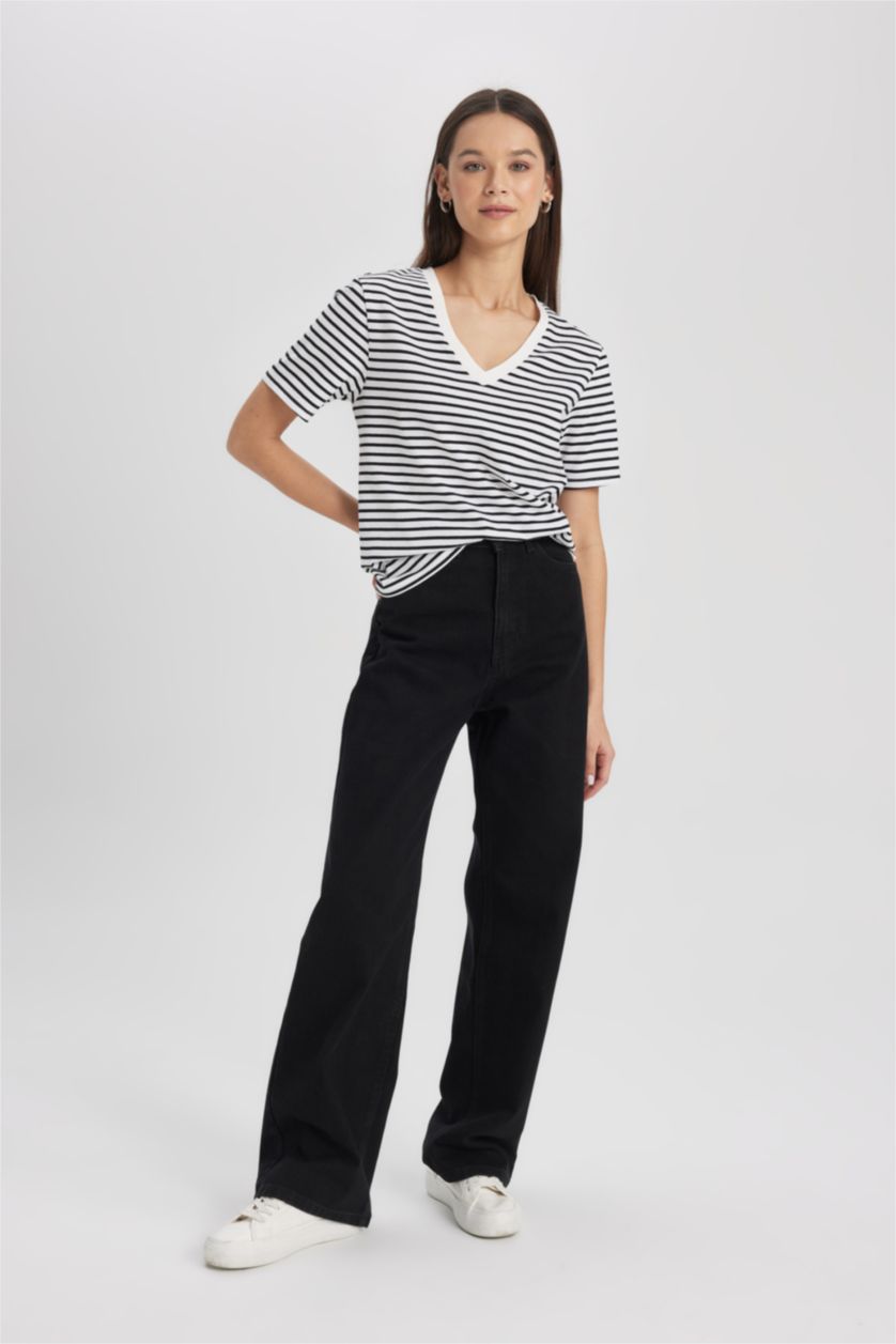 WOMAN Black Wide Leg High Waist Long Jeans