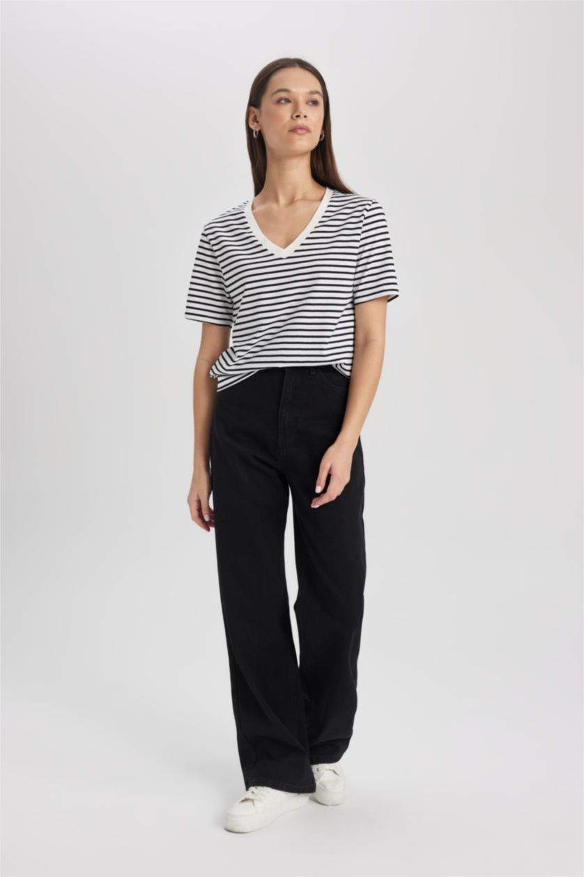 WOMAN Black Wide Leg High Waist Long Jeans