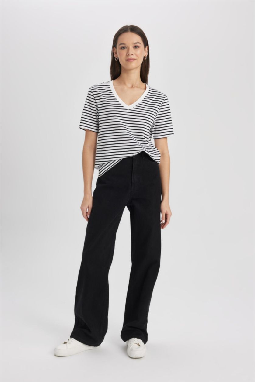 WOMAN Black Wide Leg High Waist Long Jeans