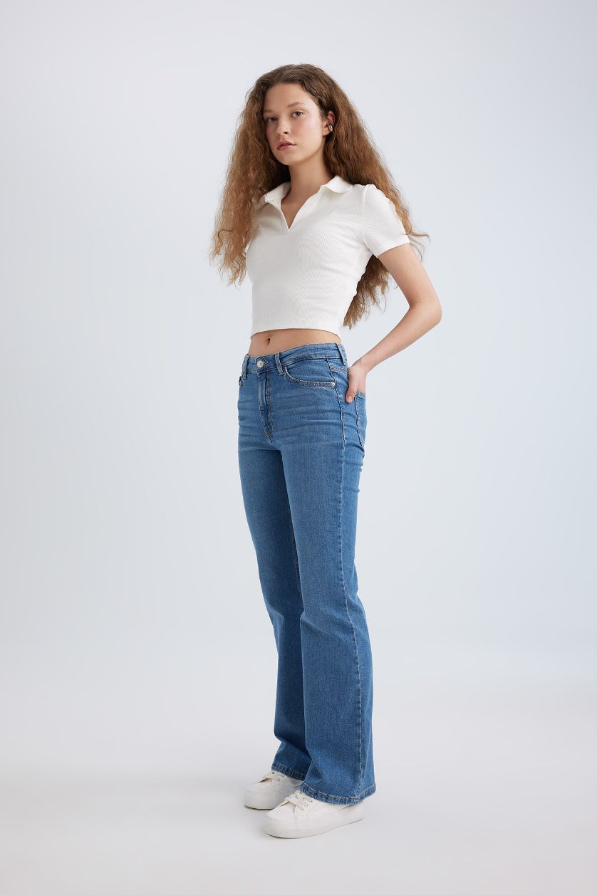 Woman Blue Mia Flare Fit Normal Waist Long Jeans