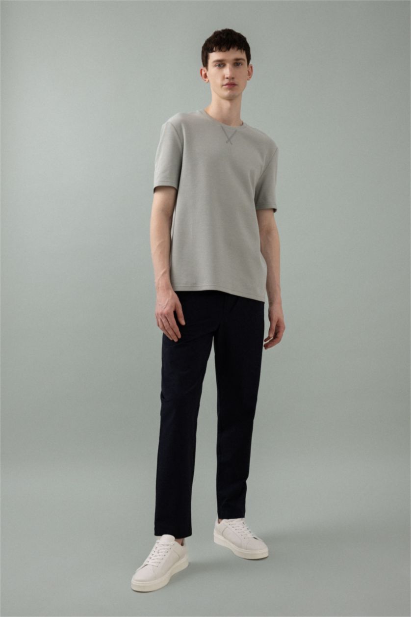 Man Light Green Regular Fit Crew Neck Short Sleeve T-Shirt