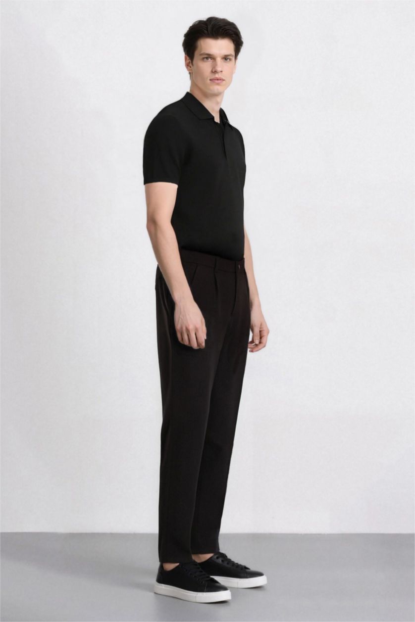 Erkek Siyah Jogger Düz Paça Her Yöne Esneyen Yazlık Kumaş Pantolon