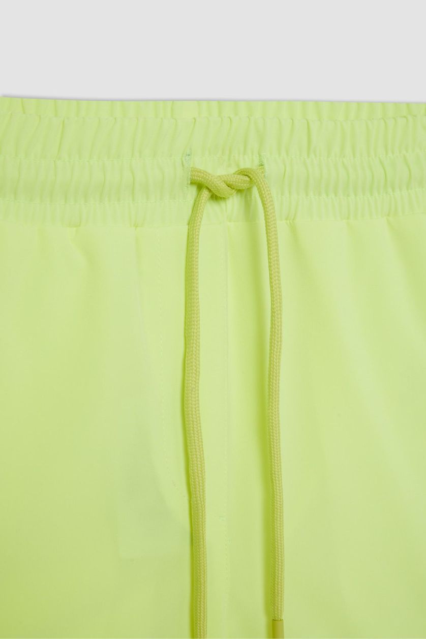 Woman Neon Yellow DeFactoFit Slim Fit Flexible Textured Swim Shorts