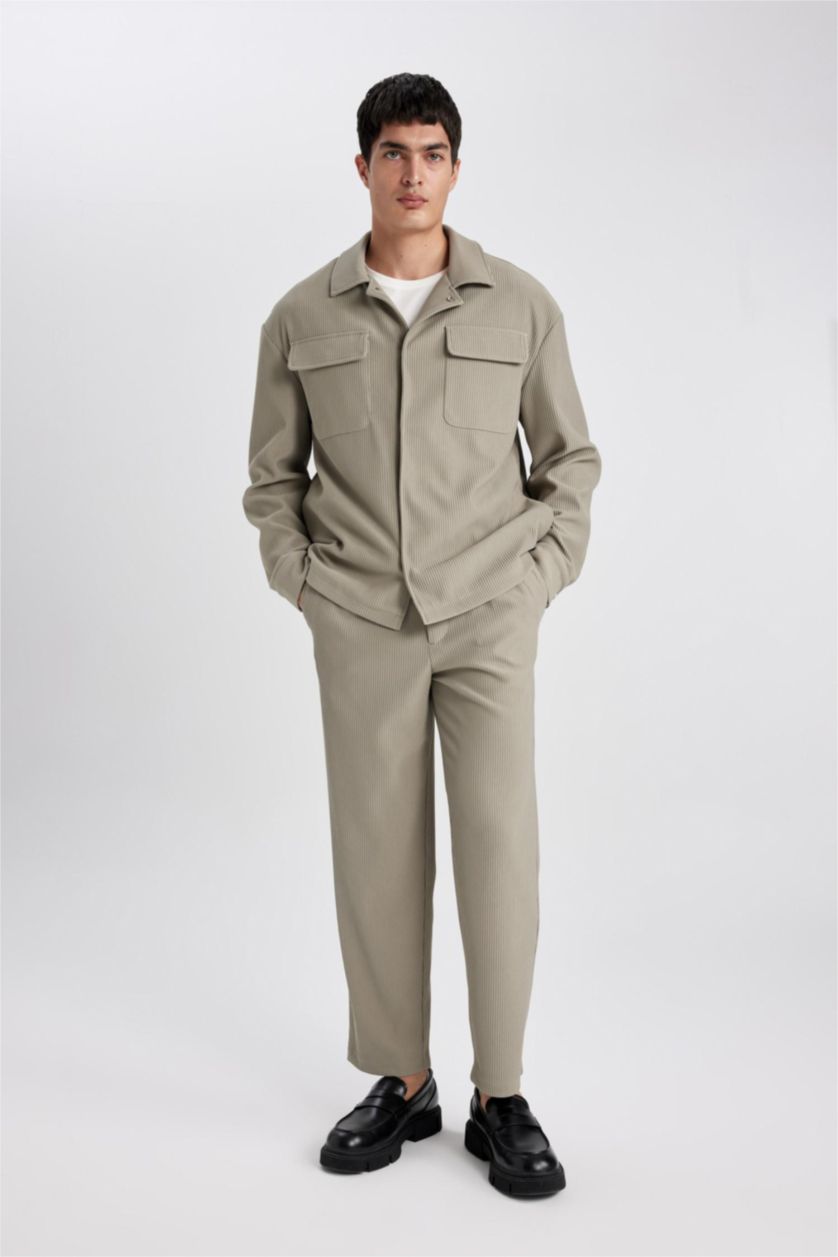 MAN Light Khaki Tapered Fit Regular Hem Trousers