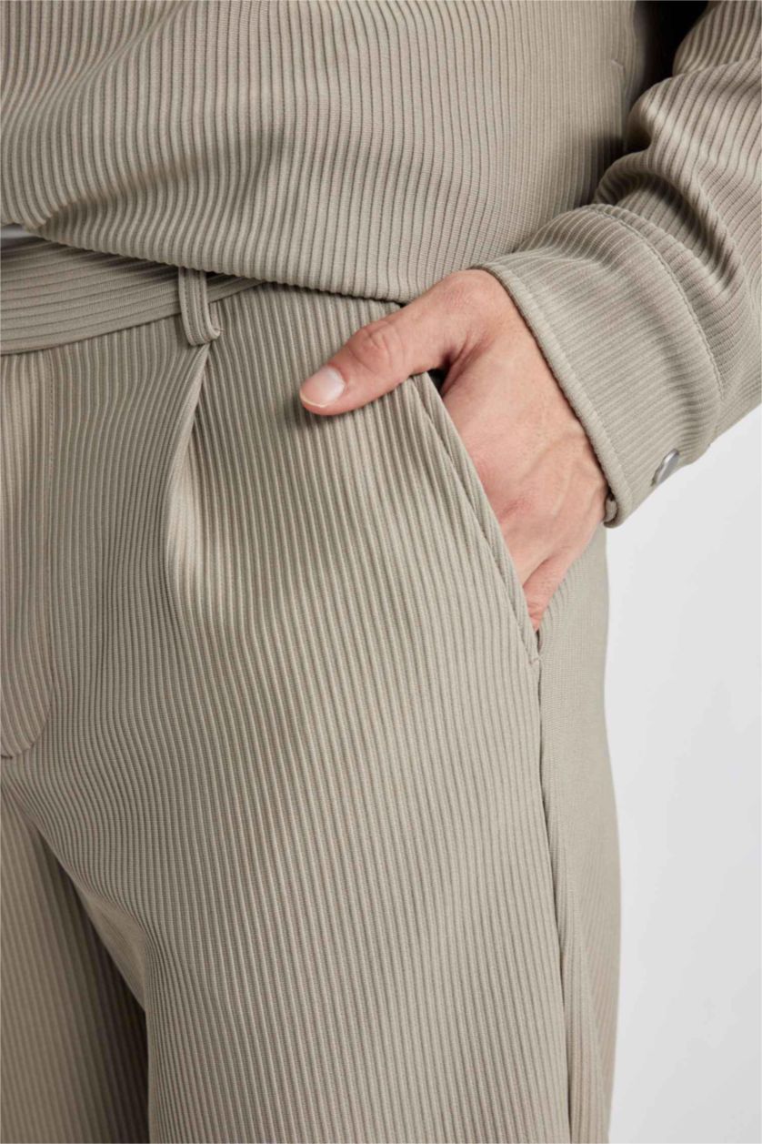 MAN Light Khaki Tapered Fit Regular Hem Trousers