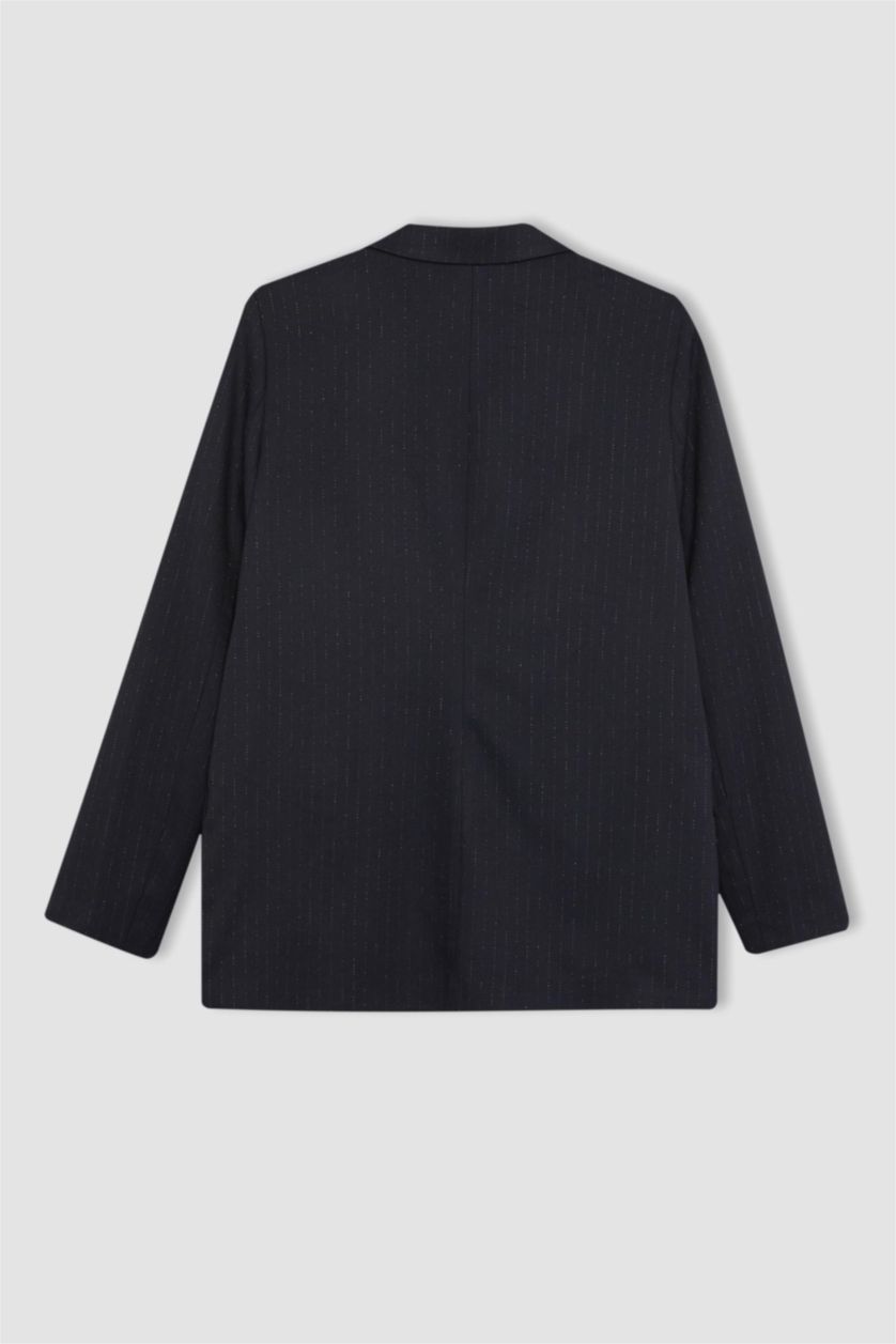 حريمي كحلي بليزر مخطط قصة فضفاضة