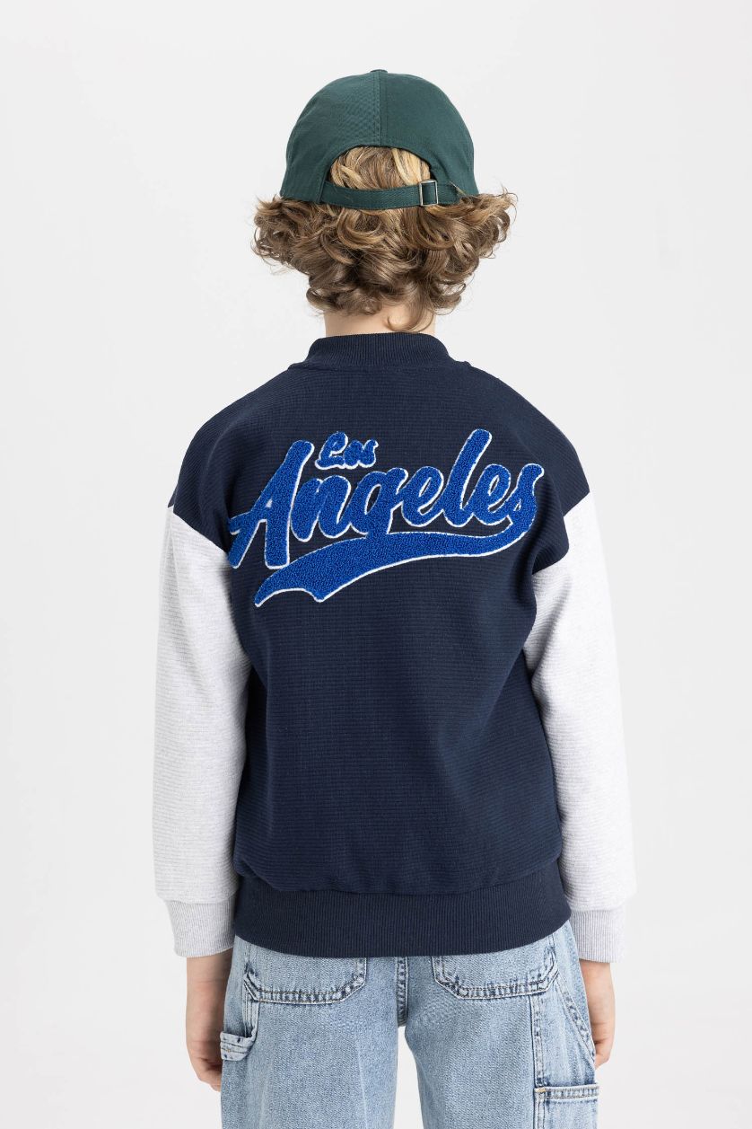 BOYS & TEENS NAVY Boy College Collar Bomber Jacket Cardigan