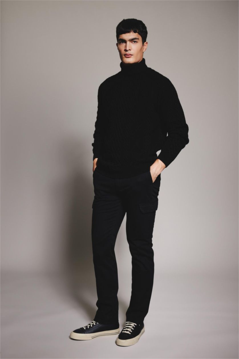 Мужчины Черный Брюки карго стандртного кроя