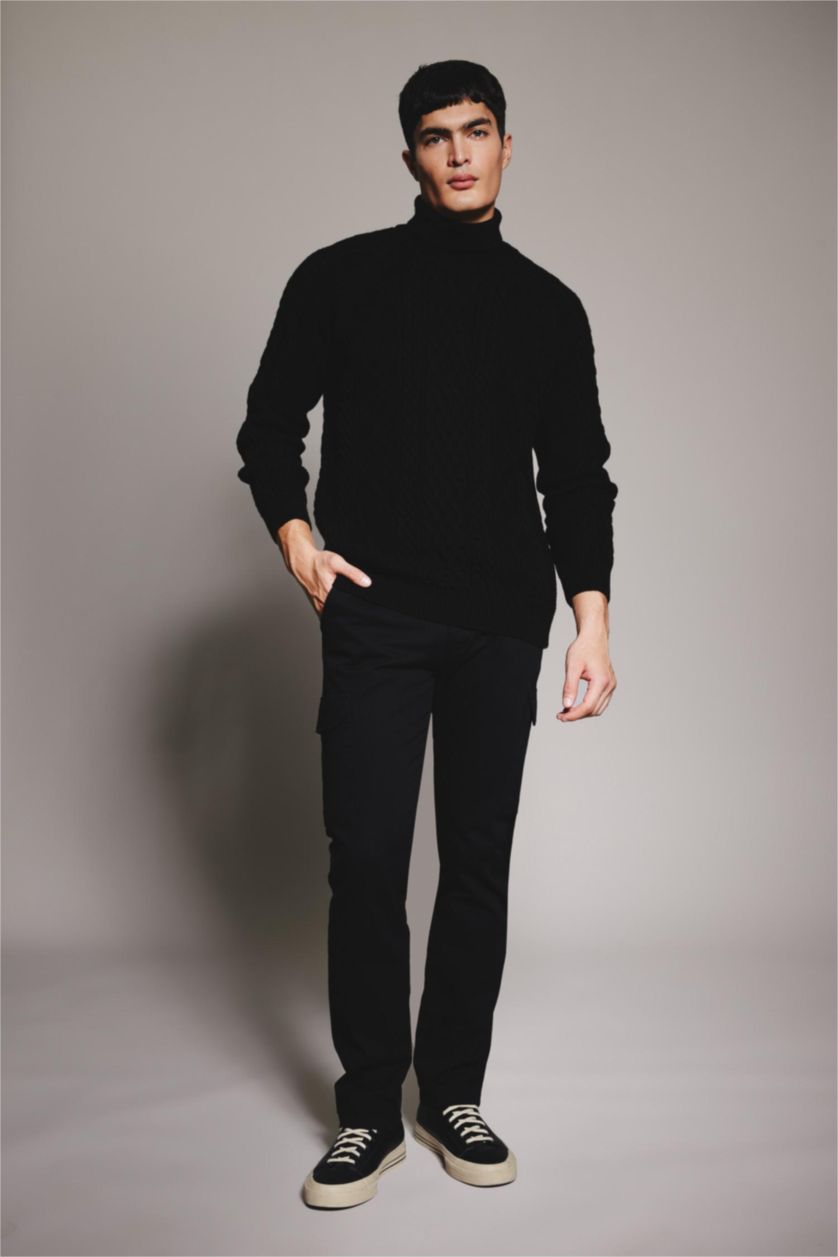 Мужчины Черный Брюки карго стандртного кроя