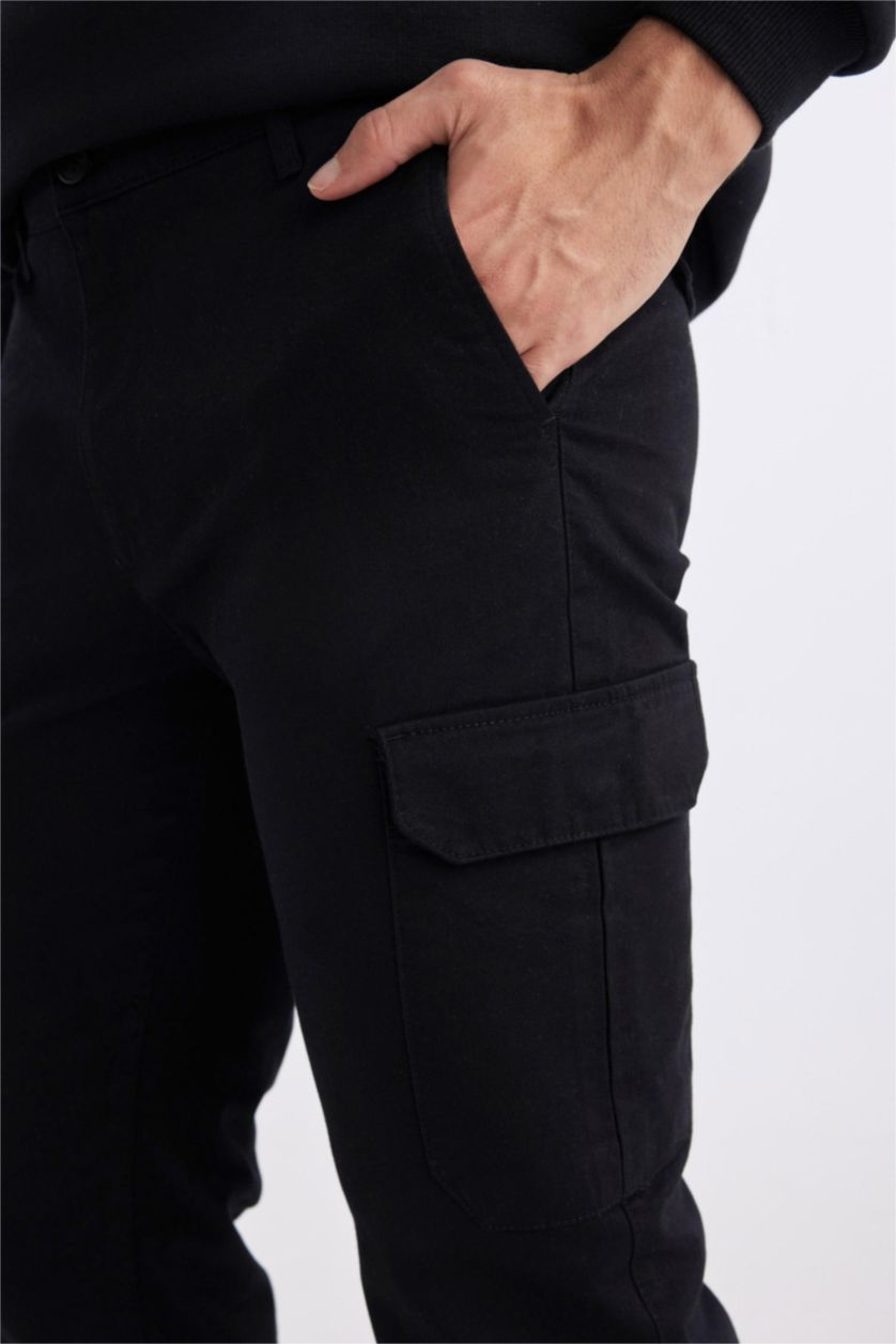 Мужчины Черный Брюки карго стандртного кроя