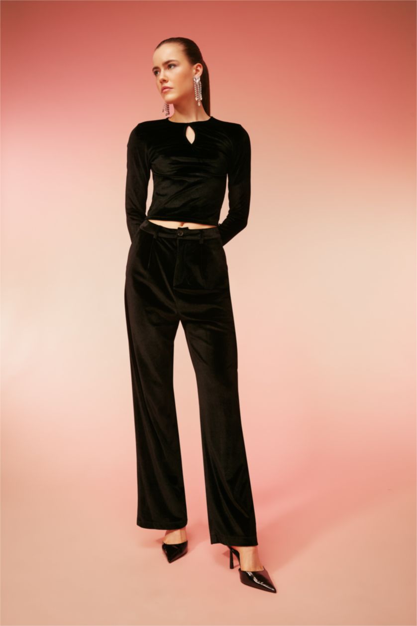 FEMME Noir T-Shirt Coupe Slim à Col Bateau à Manches Longues