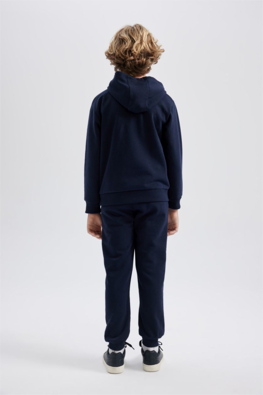 BOYS & TEENS NAVY Boy Printed Hooded Sweatshirt Sweatpants 2 Piece Set