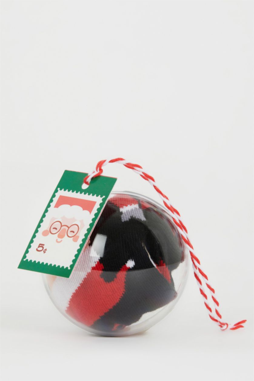 Erkek Çocuk - Genç Erkek Kırmızı Erkek Çocuk Yılbaşı Temalı Pamuklu Uzun Çorap