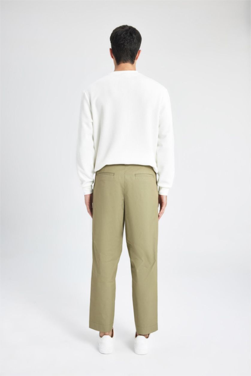 Erkek Açık Haki Yazlık Kumaş Pantolon Tapered Fit Normal Kesim Düz Paça Cepli