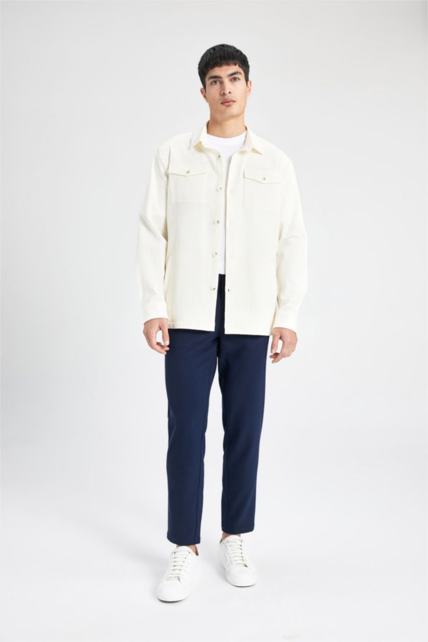 Мужчины Кремовый Куртка-рубашка стандартного кроя