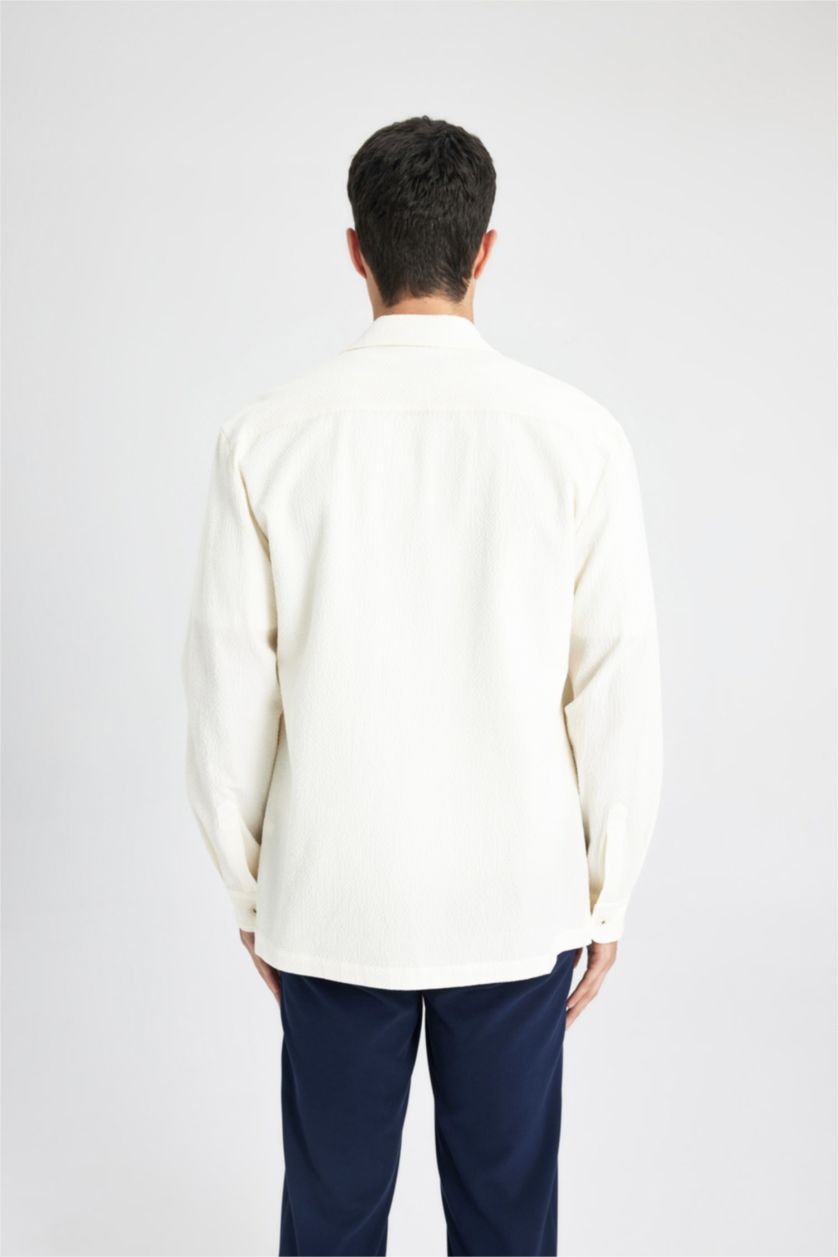 Мужчины Кремовый Куртка-рубашка стандартного кроя