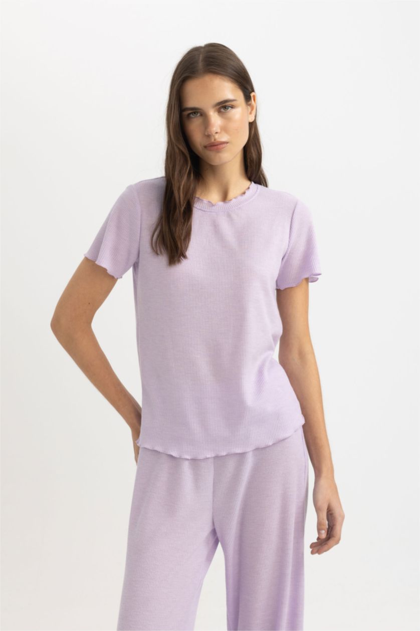 FEMME Violet Clair Top de pyjama à Coupe Régulière et col rond de Fall In Love